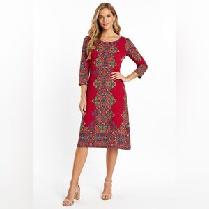 London Times dress size 8 multicolored colorful printed pattern casual popover